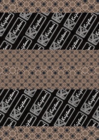 a black and brown pattern with a logo on it